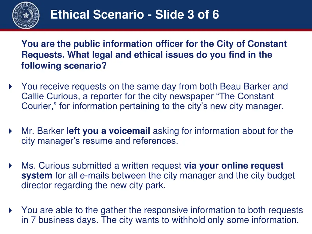 ethical scenario slide 3 of 6
