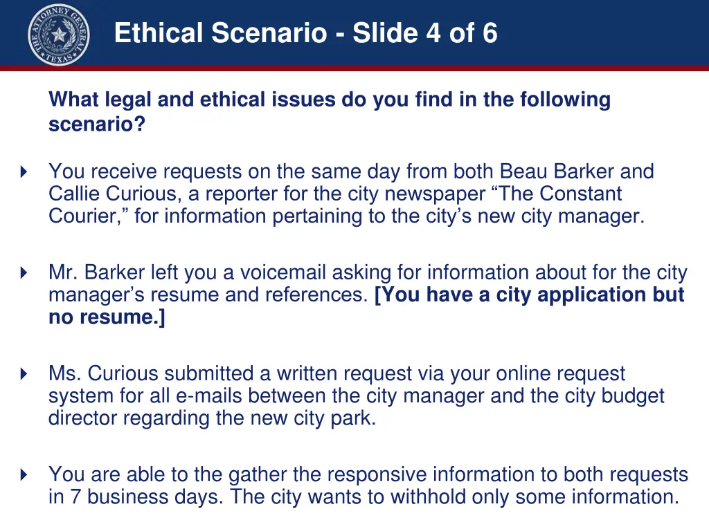 ethical scenario slide 4 of 6