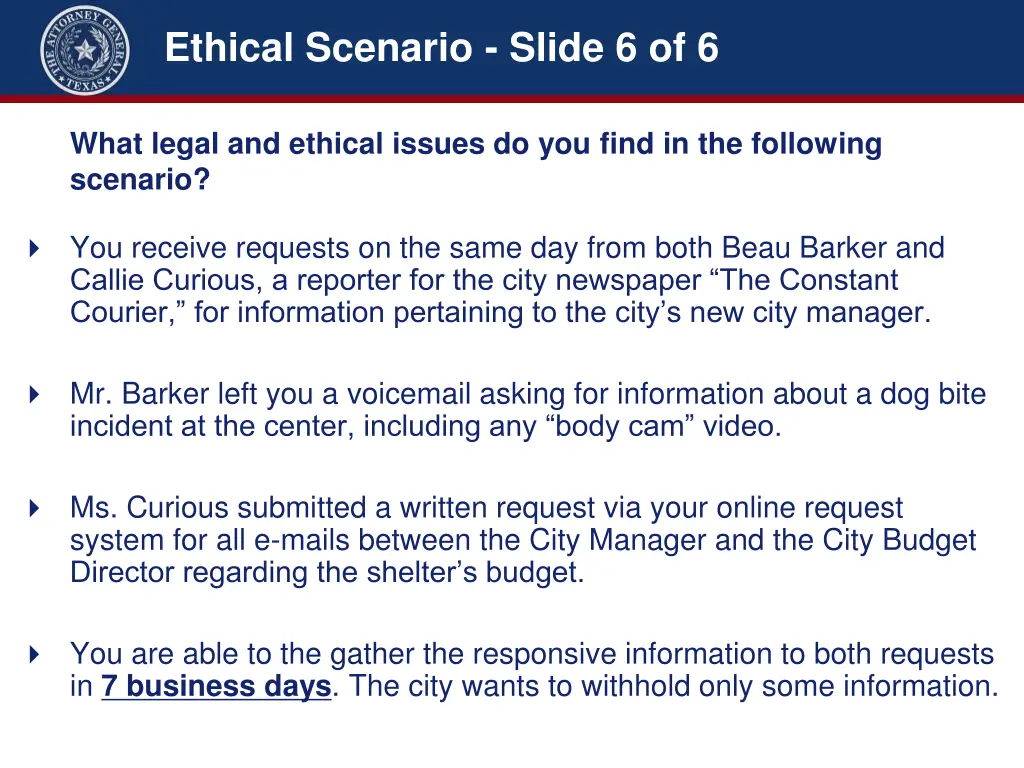 ethical scenario slide 6 of 6