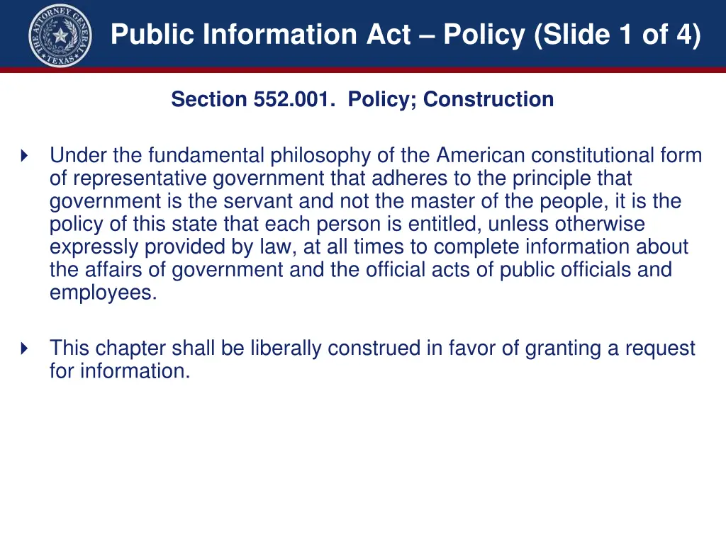 public information act policy slide 1 of 4