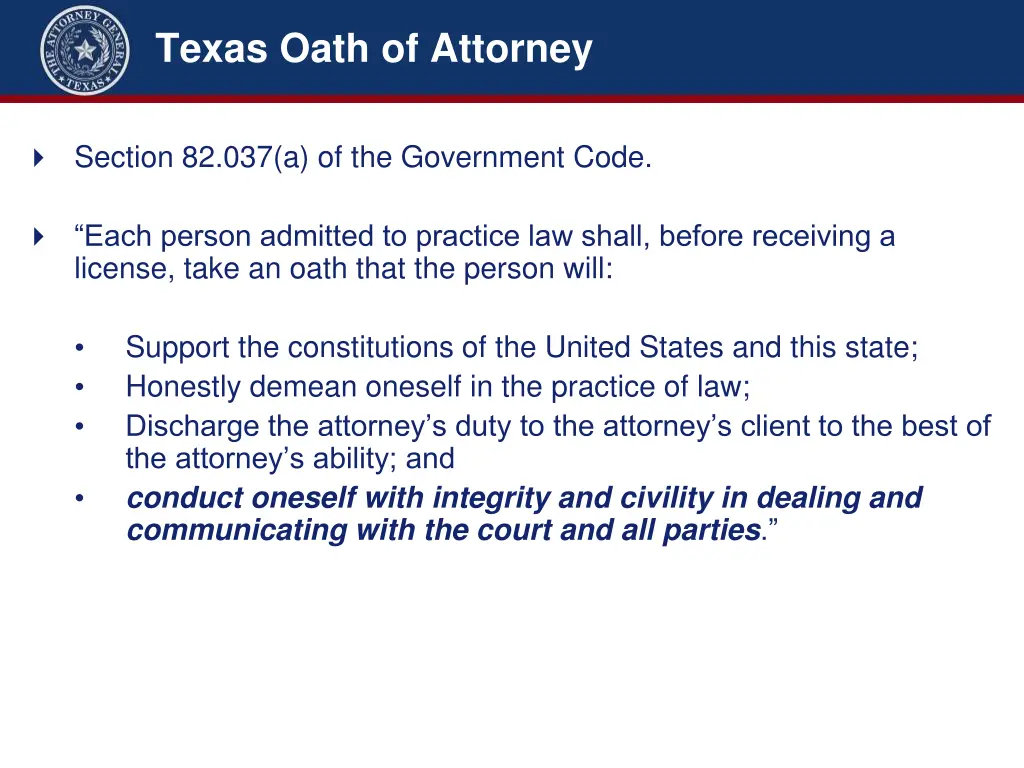 texas oath of attorney