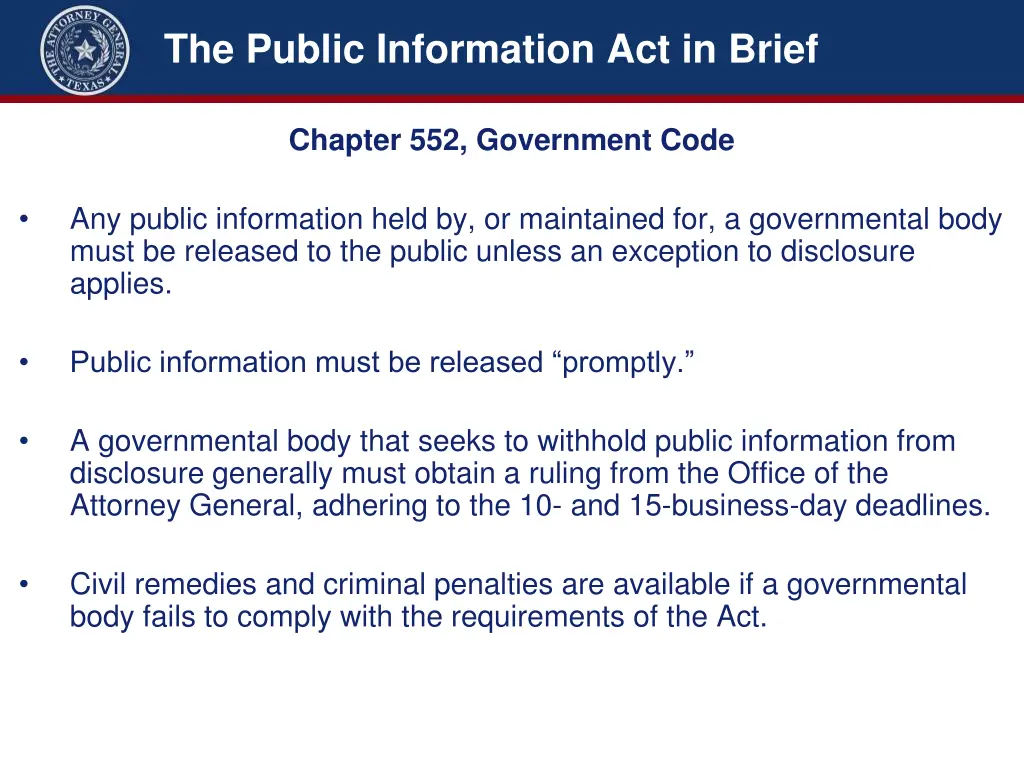 the public information act in brief