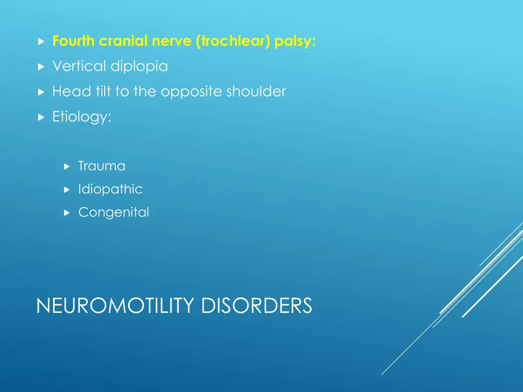 fourth cranial nerve trochlear palsy