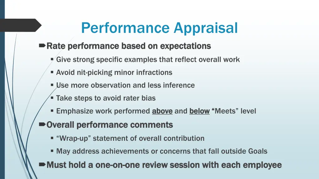 performance appraisal rate performance based