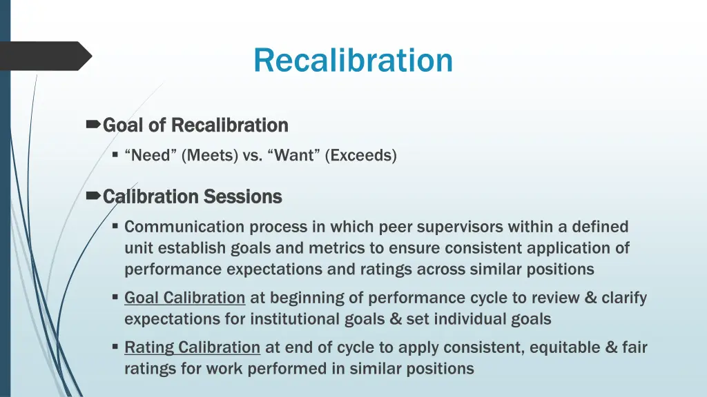 recalibration