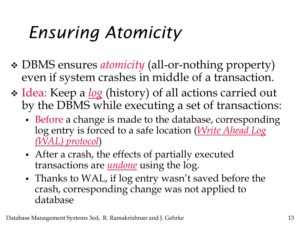 ensuring atomicity