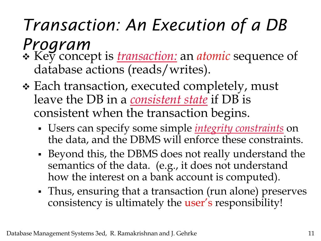 transaction an execution of a db program