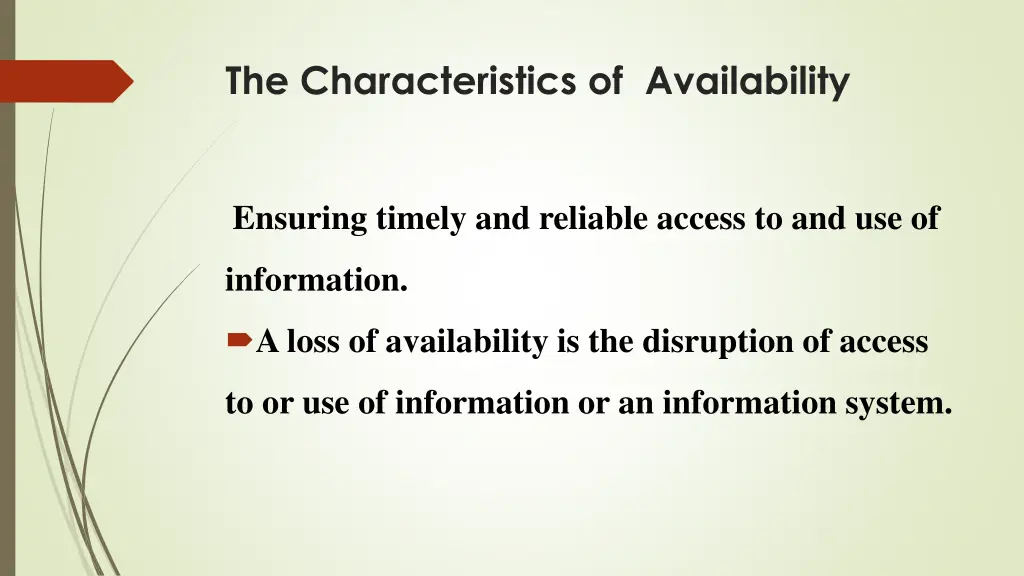 the characteristics of availability
