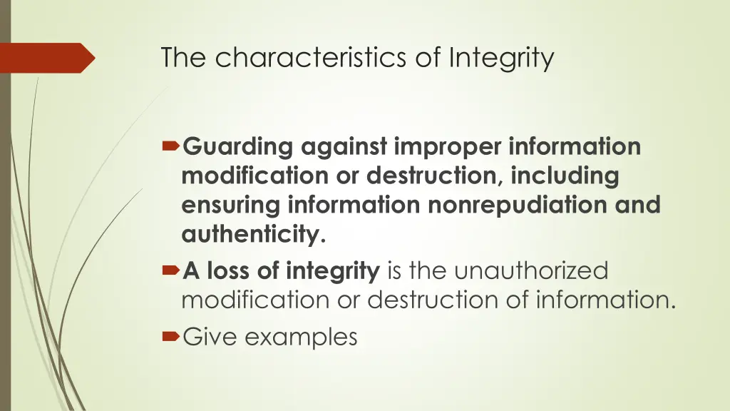 the characteristics of integrity