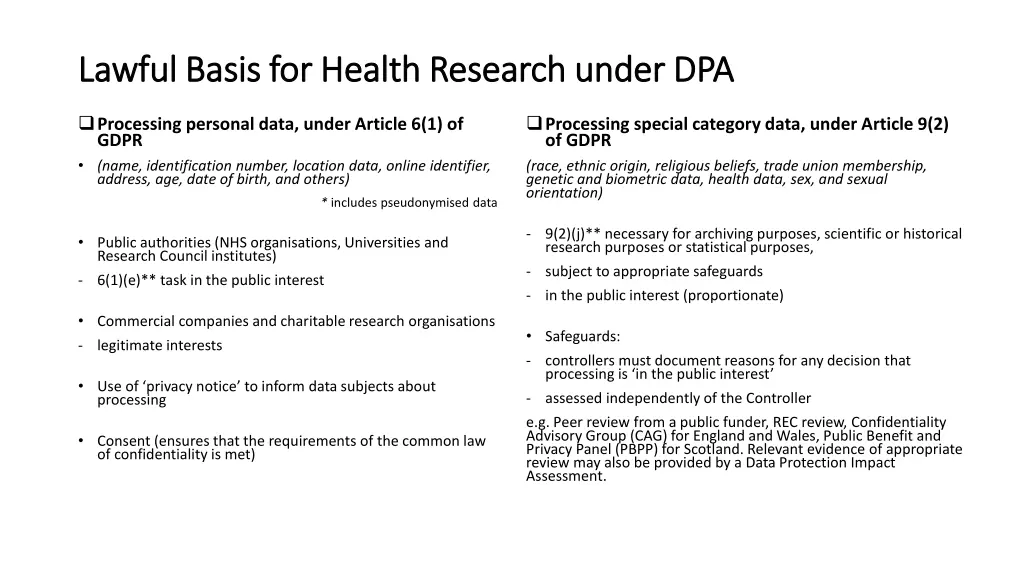lawful basis for health research under dpa lawful