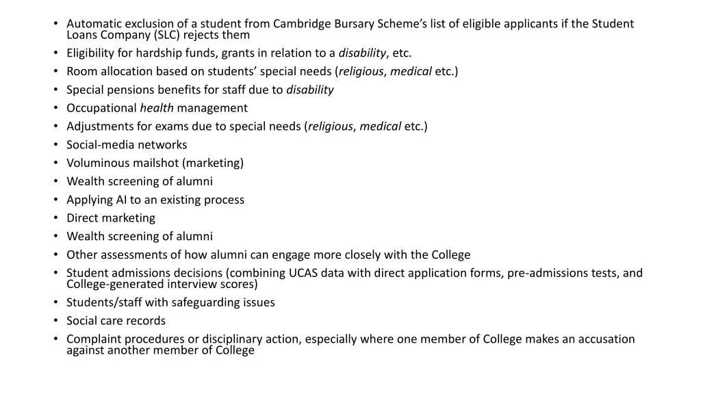 automatic exclusion of a student from cambridge