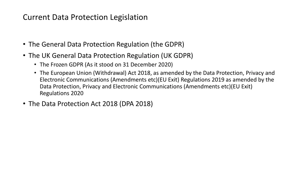 current data protection legislation