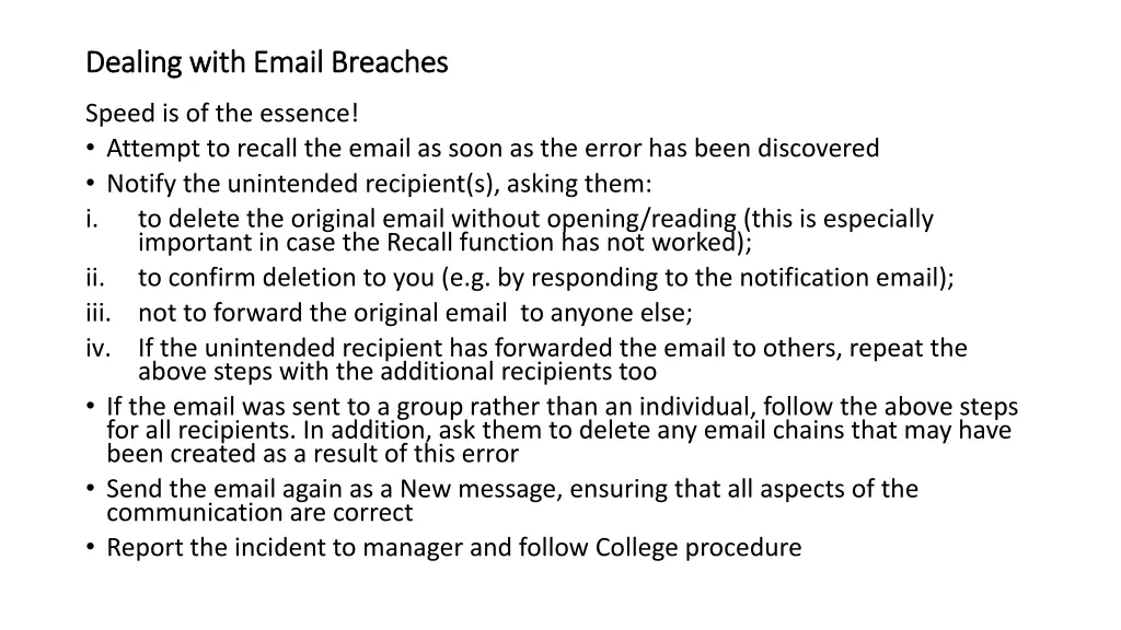 dealing with email breaches dealing with email