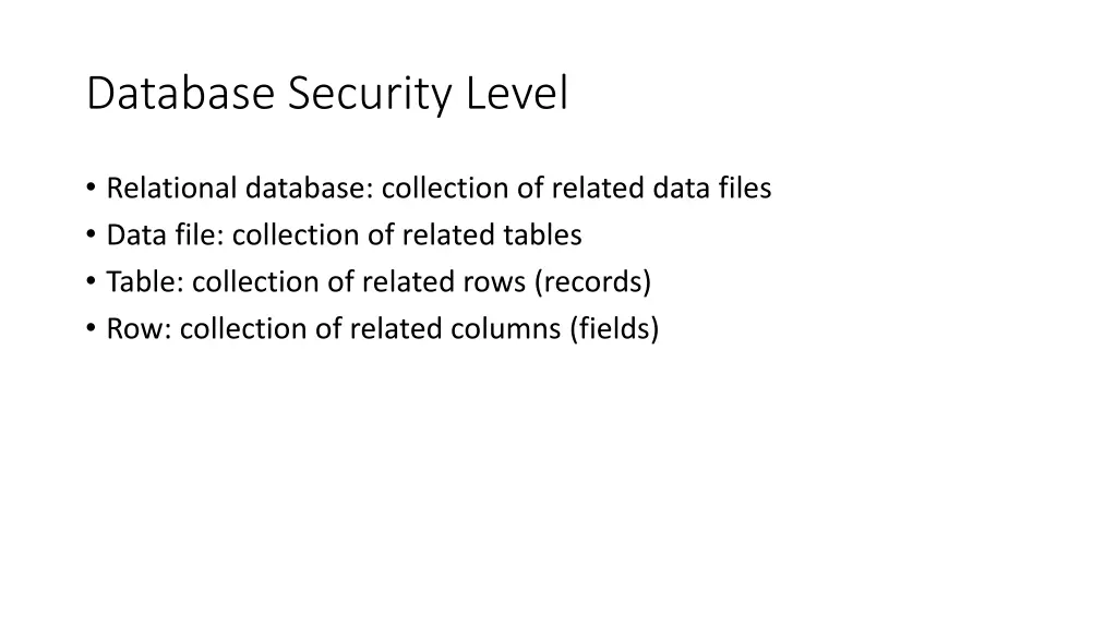 database security level