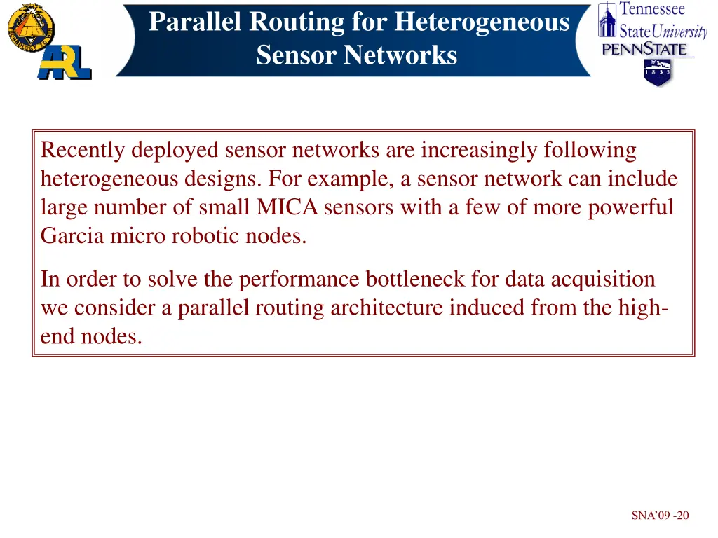 parallel routing for heterogeneous sensor networks