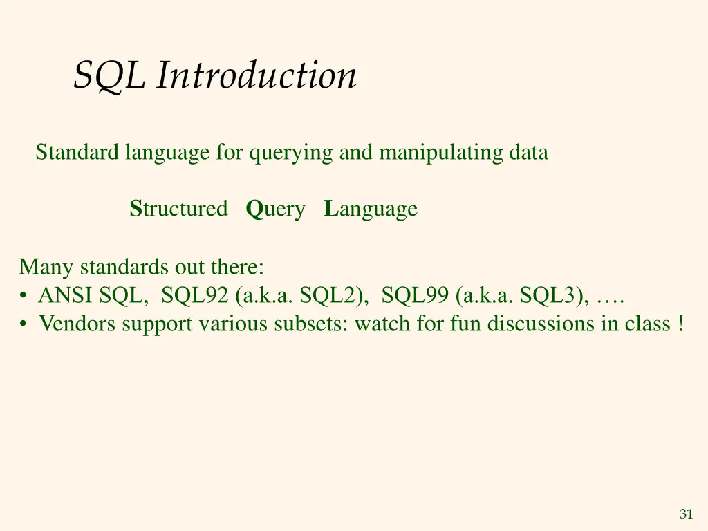 sql introduction