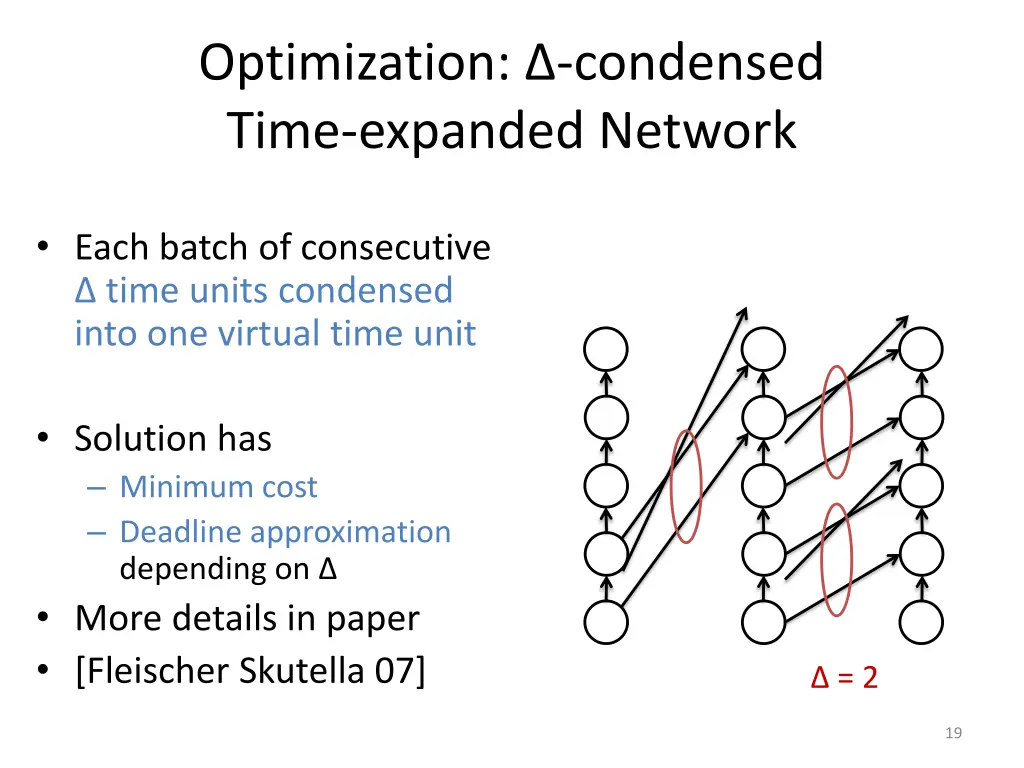 optimization condensed time expanded network