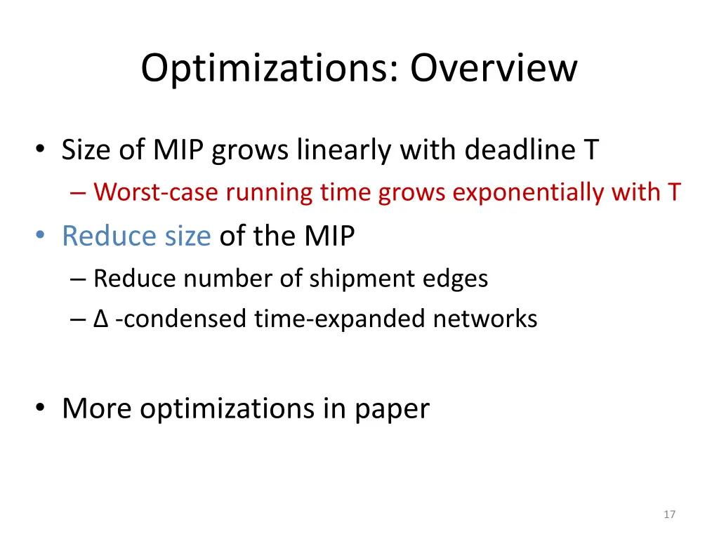 optimizations overview