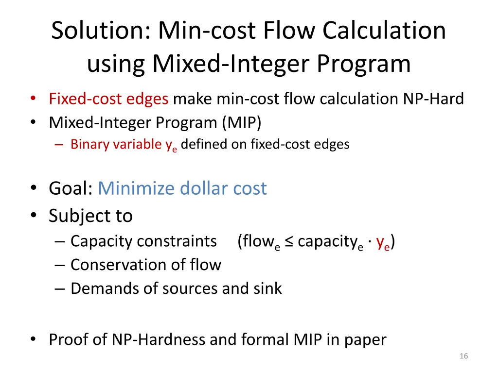 solution min cost flow calculation using mixed
