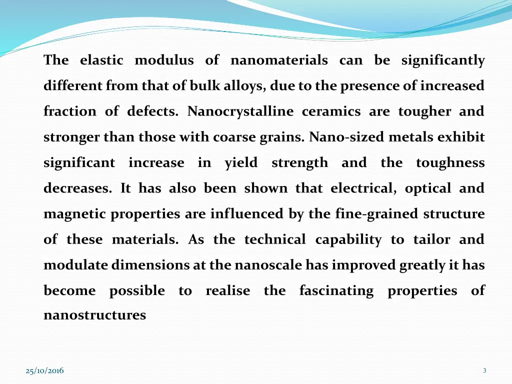 the elastic modulus of nanomaterials