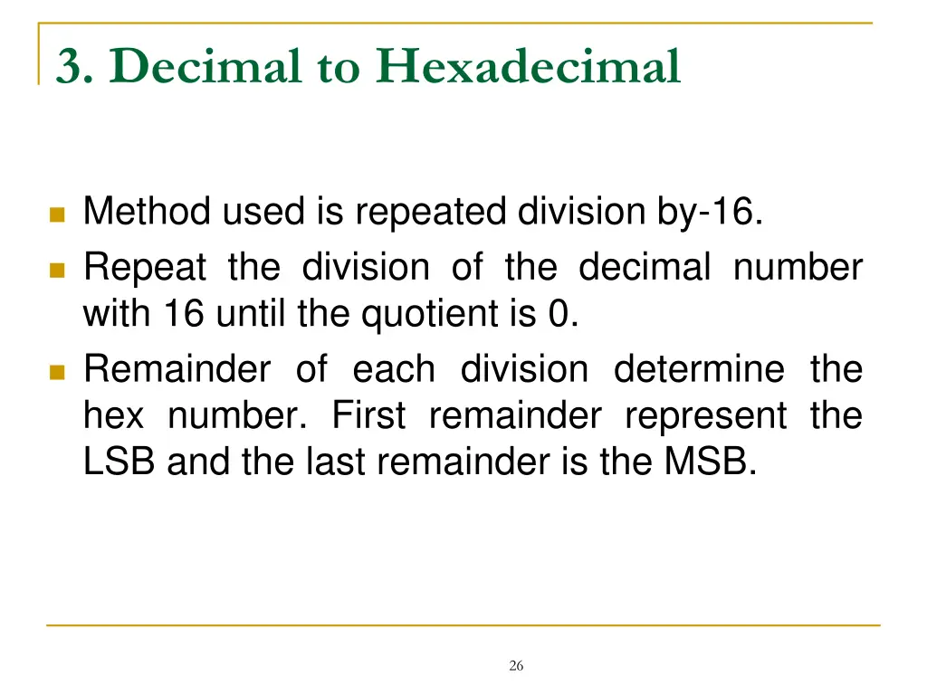 3 decimal to hexadecimal