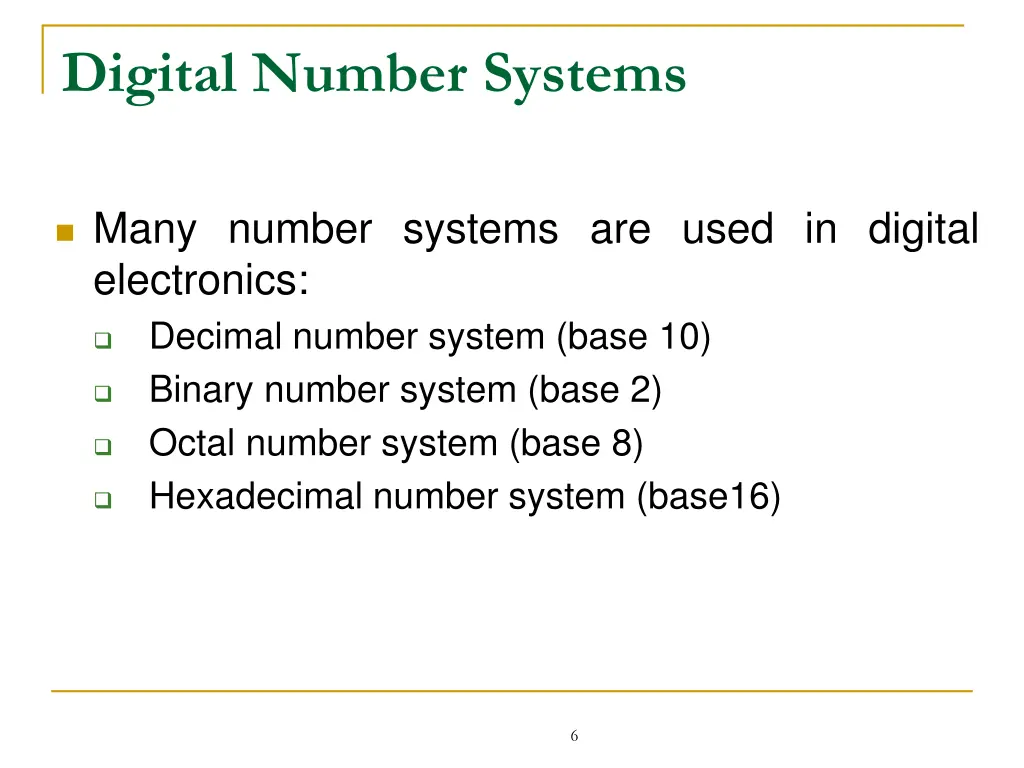 digital number systems