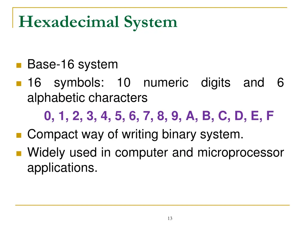 hexadecimal system