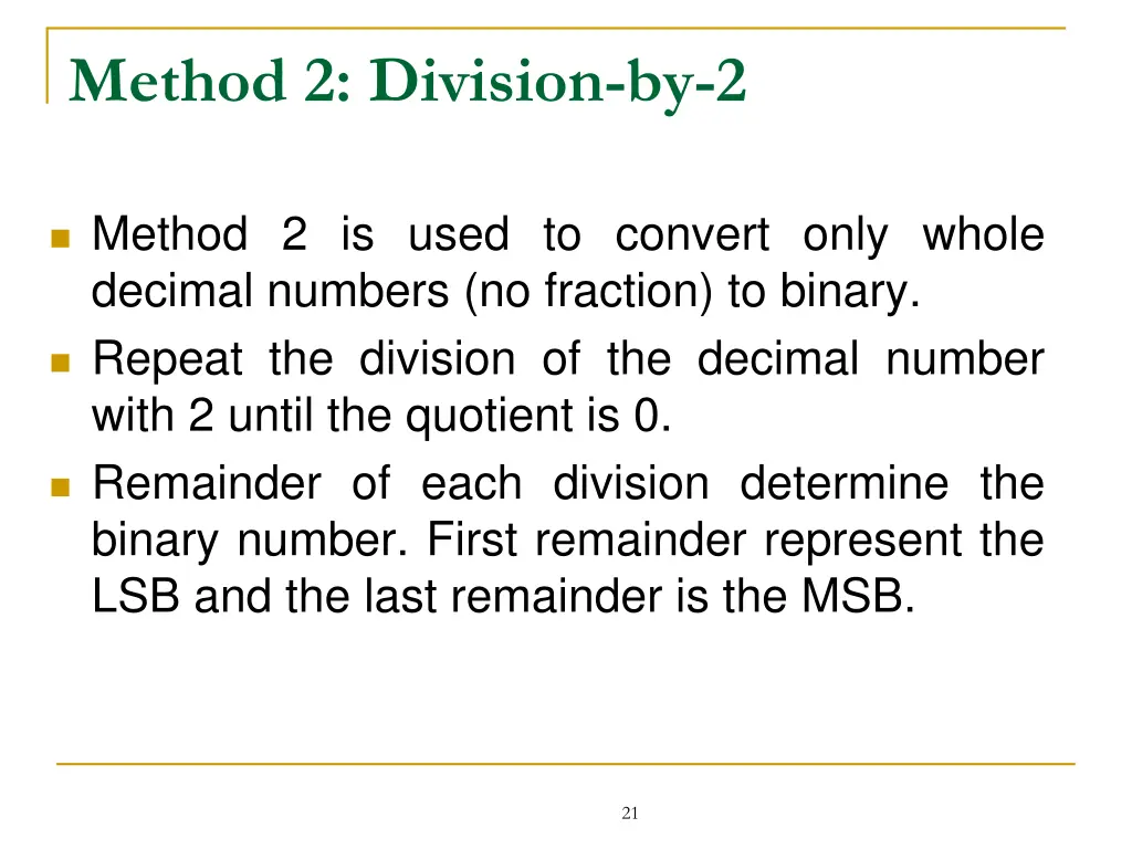 method 2 division by 2