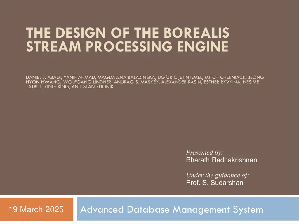 the design of the borealis stream processing