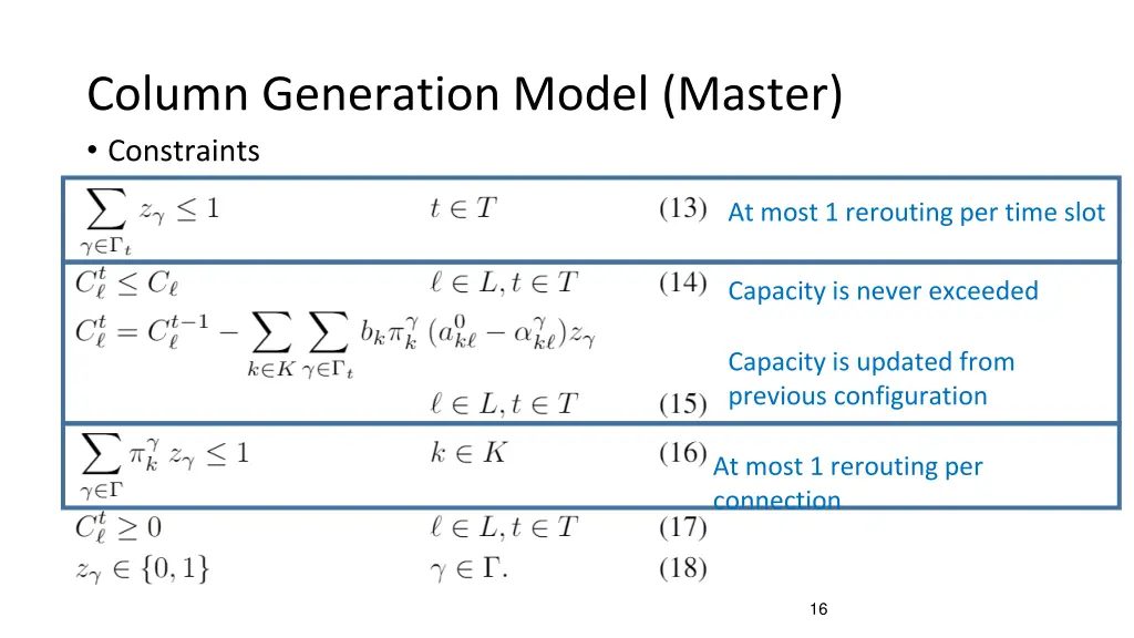 column generation model master constraints