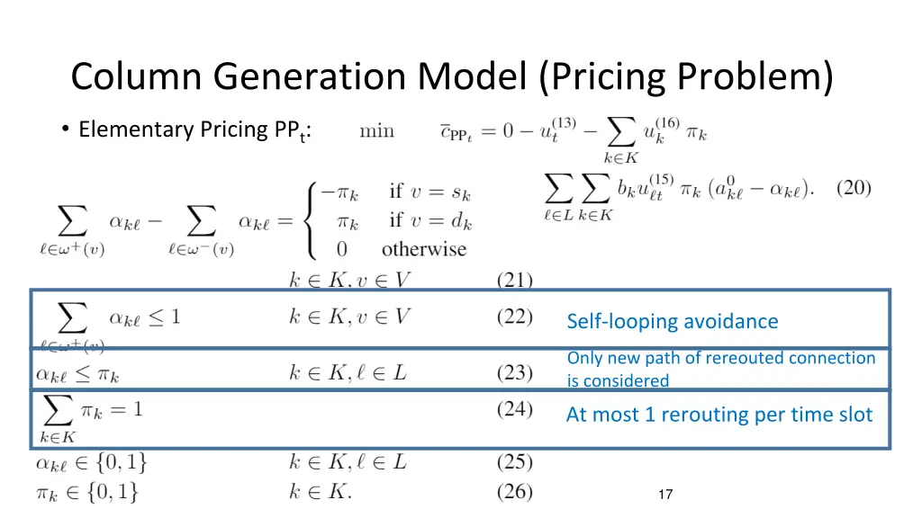 column generation model pricing problem