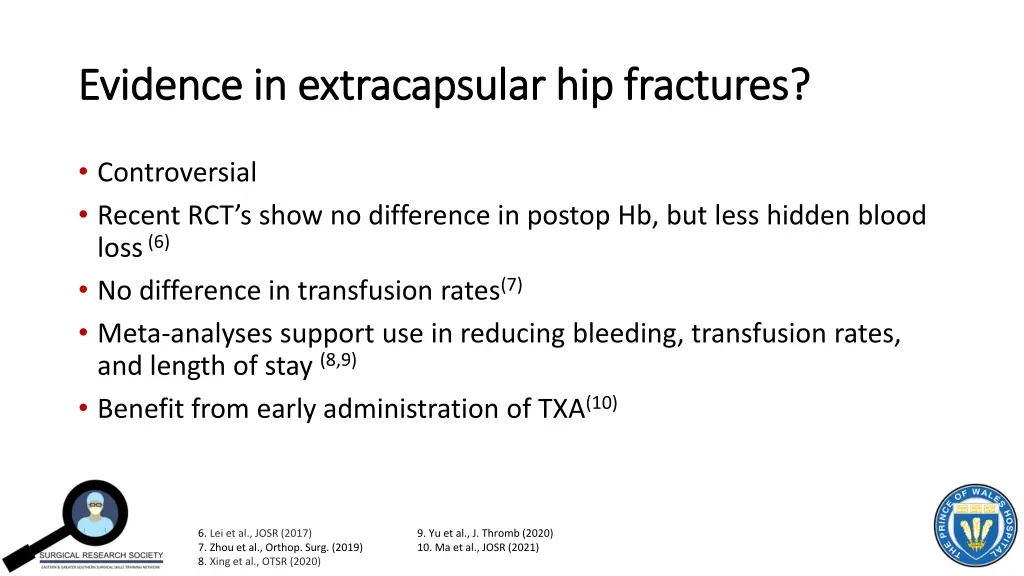 evidence in extracapsular hip fractures evidence