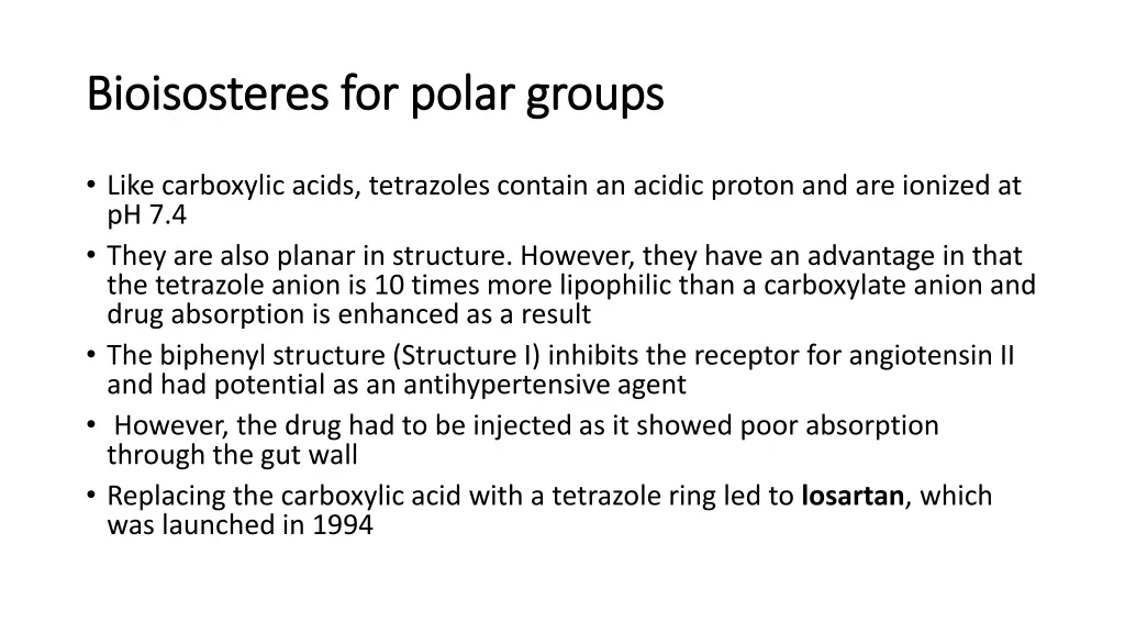 bioisosteres bioisosteres for polar groups 1