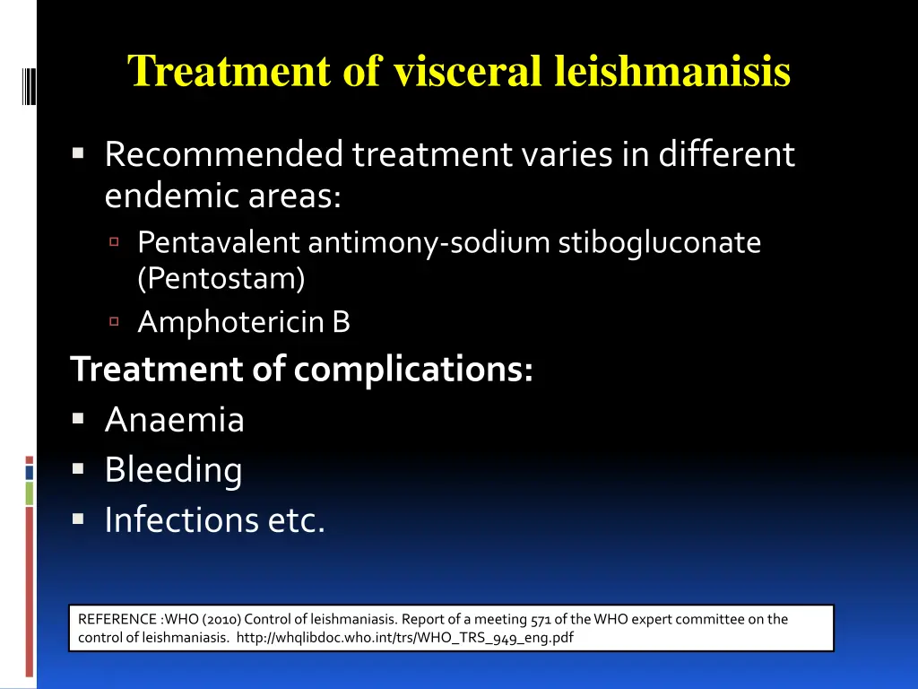 treatment of visceral leishmanisis