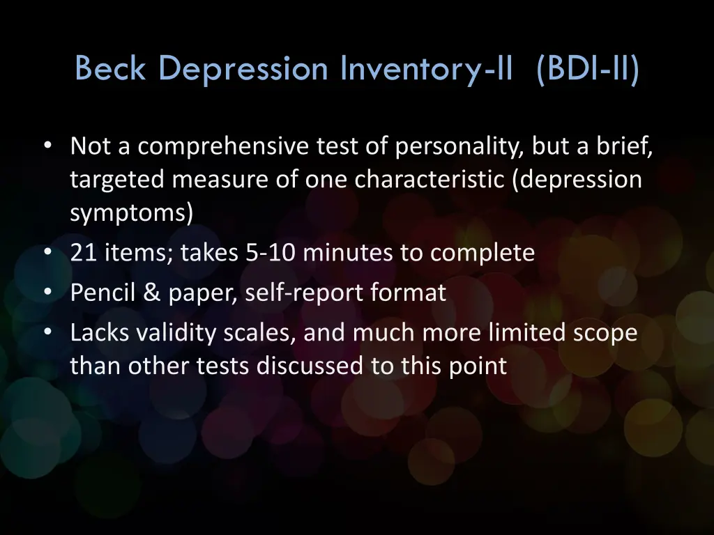 beck depression inventory ii bdi ii