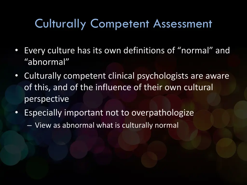 culturally competent assessment