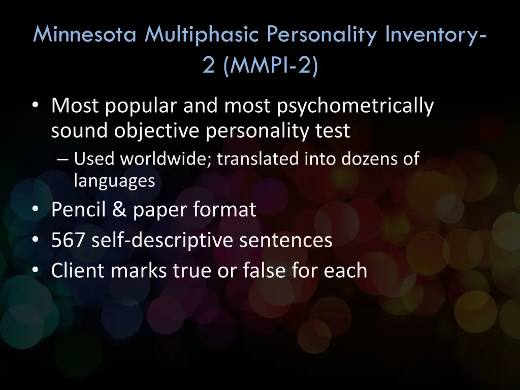 minnesota multiphasic personality inventory