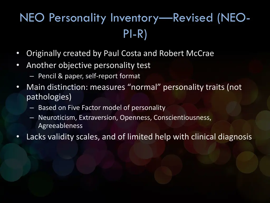 neo personality inventory revised neo pi r