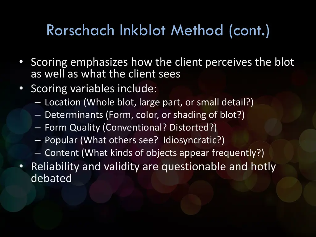 rorschach inkblot method cont