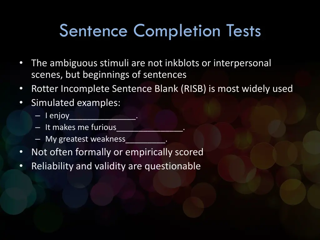sentence completion tests