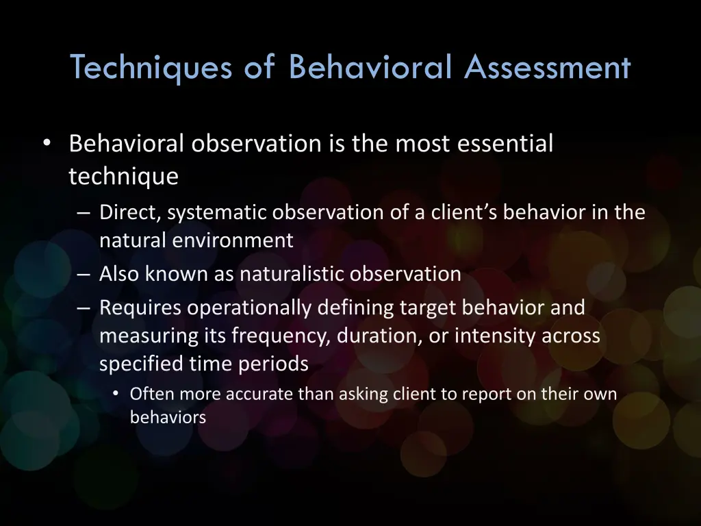 techniques of behavioral assessment