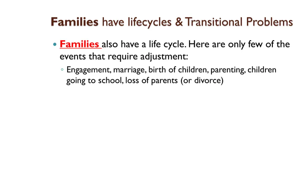 families have lifecycles transitional problems