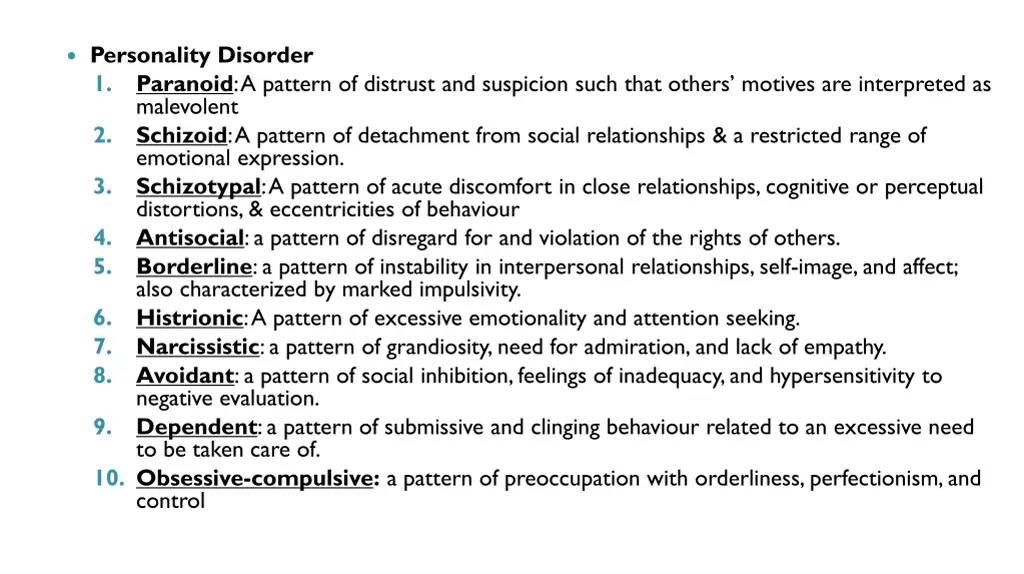 personality disorder 1 paranoid a pattern