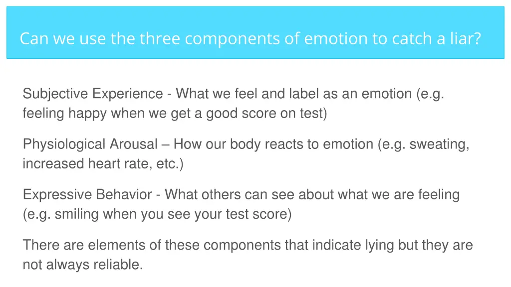 can we use the three components of emotion