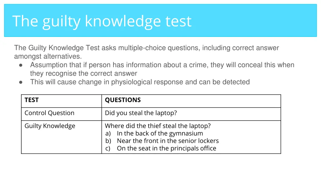 the guilty knowledge test