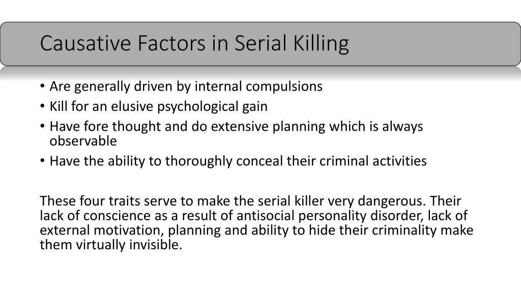 causative factors in serial killing