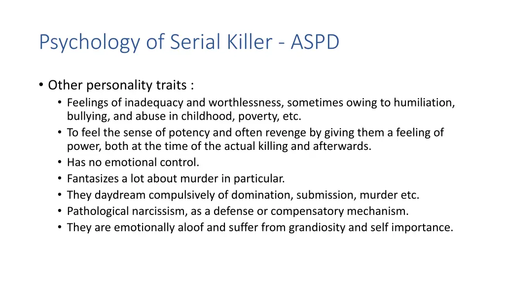 psychology of serial killer aspd