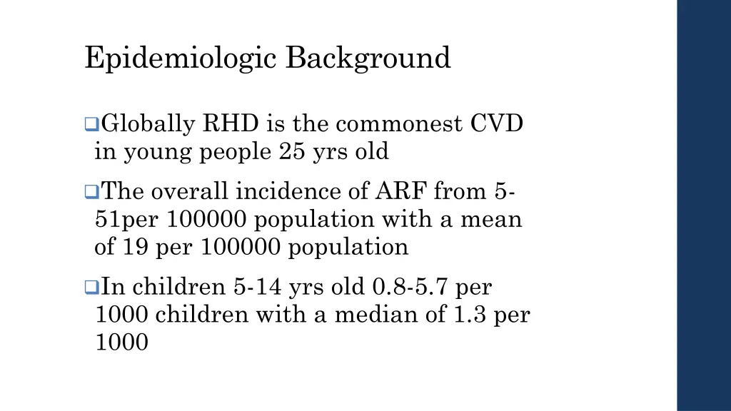 epidemiologic background