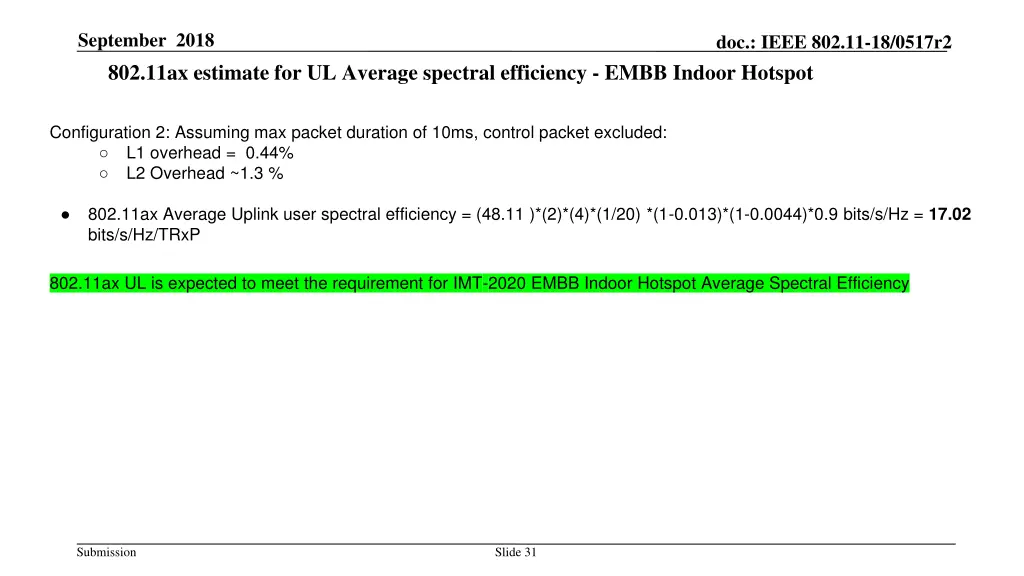 september 2018 802 11ax estimate for ul average 1