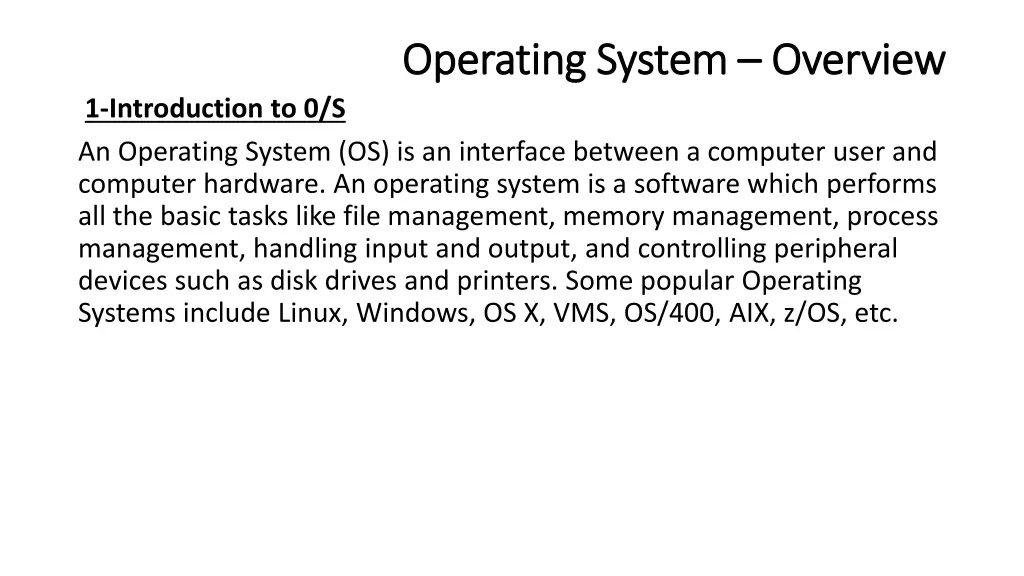operating system operating system overview